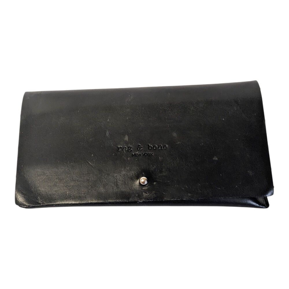 Rag & Bone Eyeglasses Sunglasses Case Black Leather Lg 7”x3.5” Semi Hard